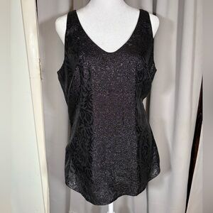 Ann Taylor Loft black metallic shimmer loose tank M